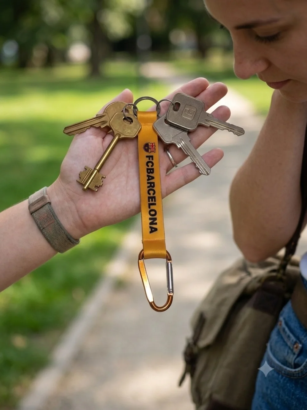 FC Barcelona Premium Carabiner Lanyard Keychain (Mustard Yellow)